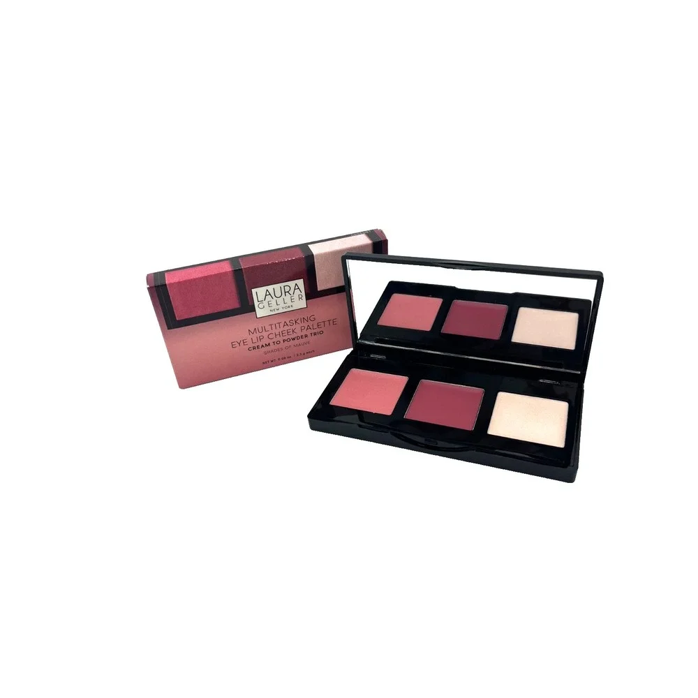 Laura Geller Multitasking Eye Lip Cheek Palette Cream to Powder Trio Mauve .08oz